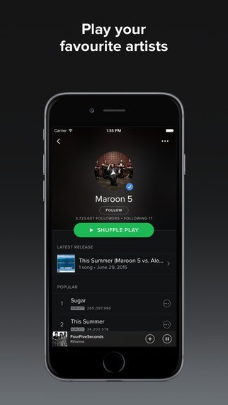 Spotify music app for ios android